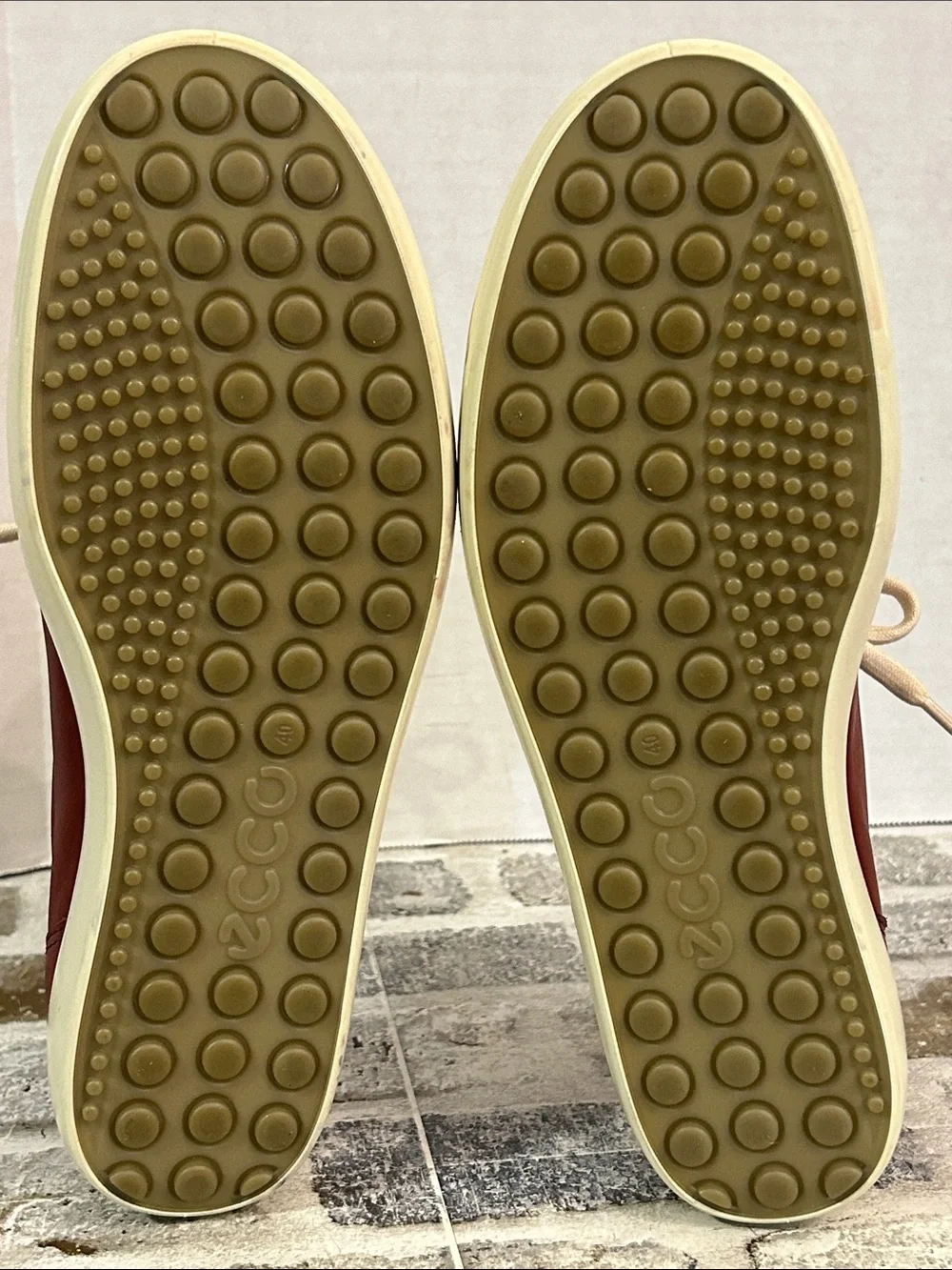 Ecco Women’s Casual Leather Sneakers in Brown with Cream Laces